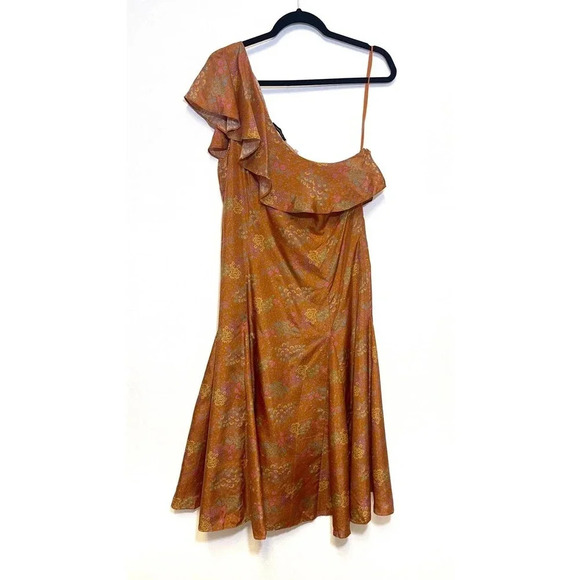 NWOT Rebecca Taylor Isabelle 100% Silk One-Shoulder Dress - Silk Habotai Ruffle - Picture 3 of 7